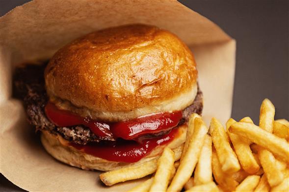 Burger with ketchup